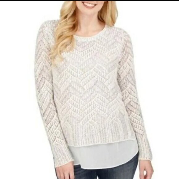 Lucky Brand Chevron Metallic sweater sheer underlay  XS - Picture 1 of 10